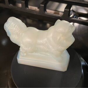 Sabino Pekingese Dog Figurine Opalescent glass, France, art Signed